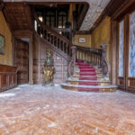 The Red Staircase of an Abandoned Villa in Italy