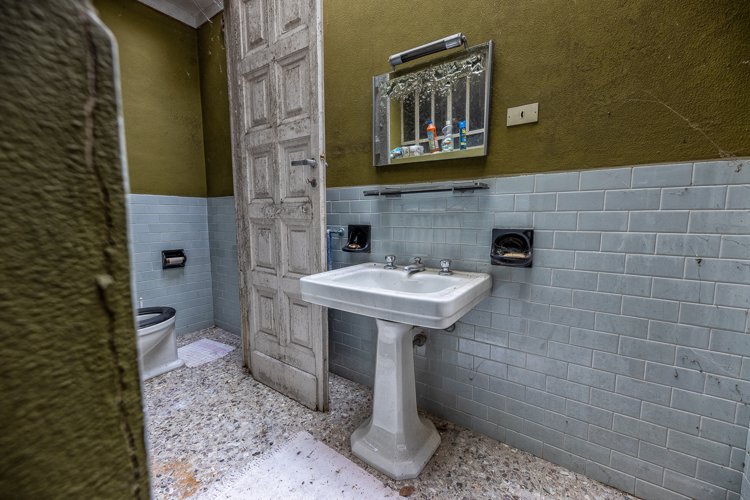 The Red Staircase of an Abandoned Villa in Italy