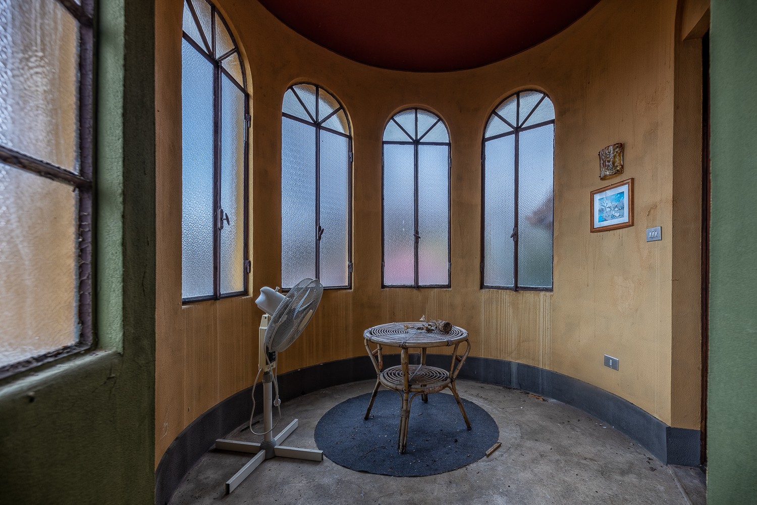 The Red Staircase of an Abandoned Villa in Italy