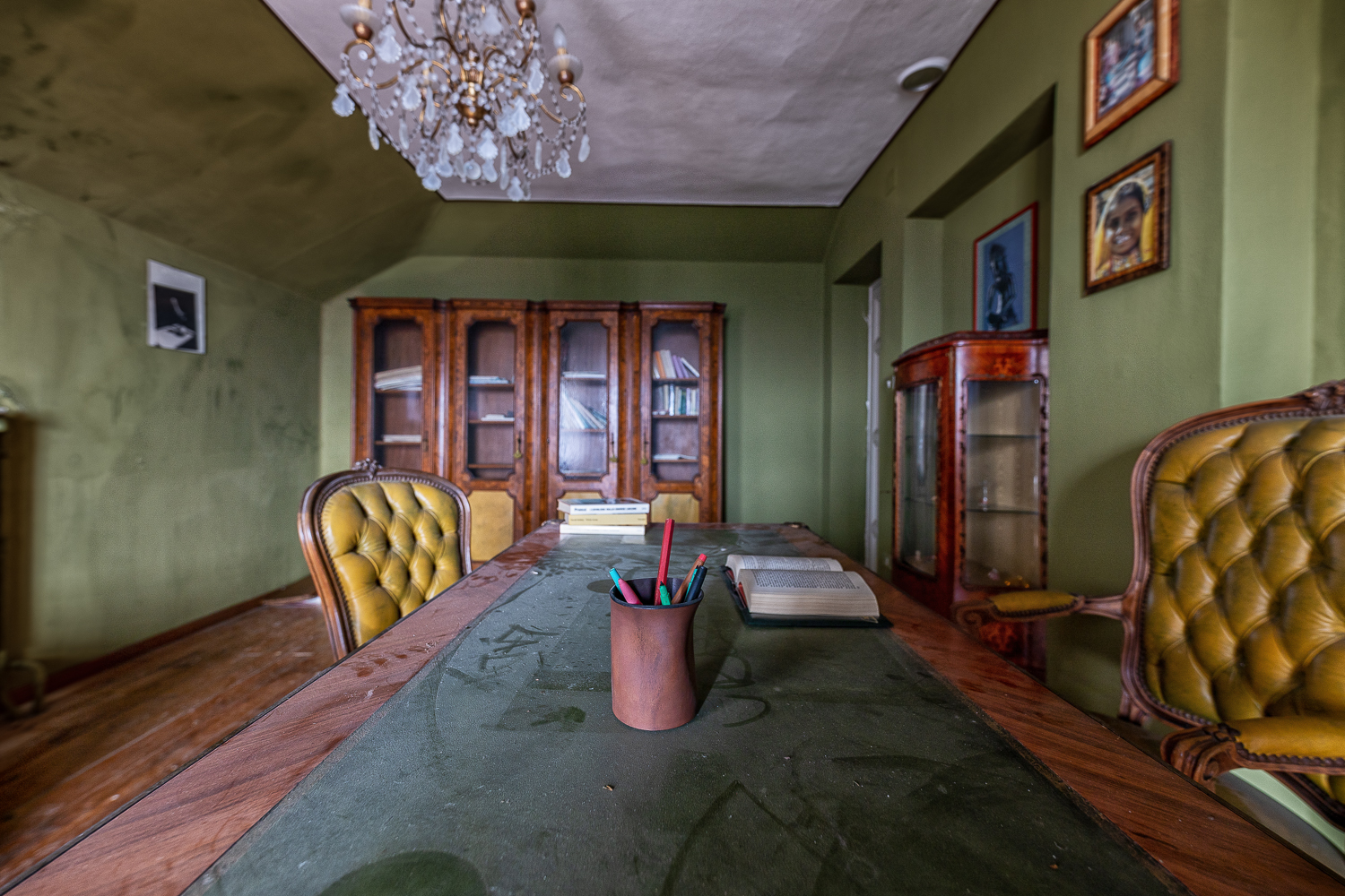 The Red Staircase of an Abandoned Villa in Italy